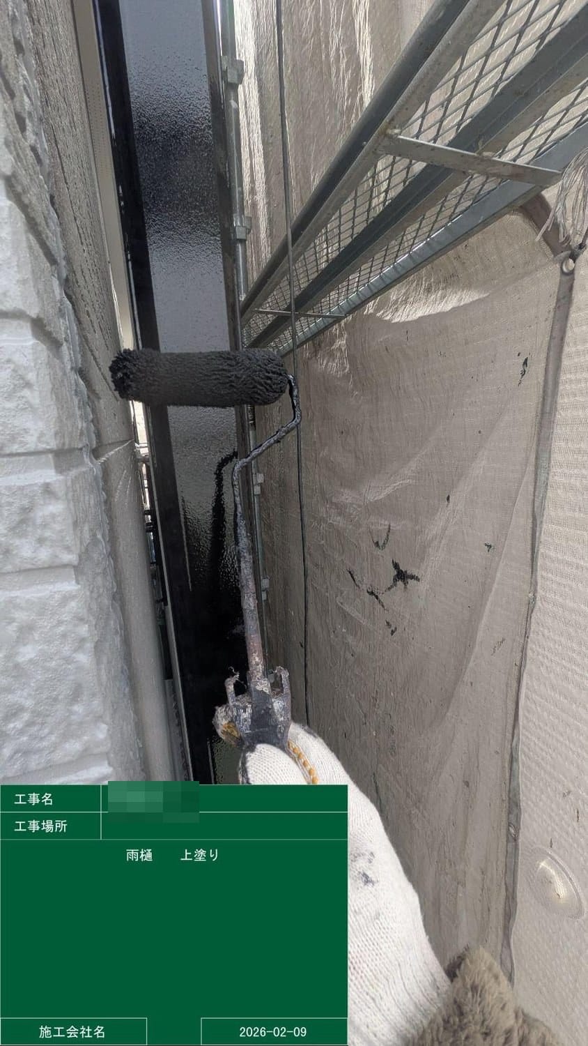 付帯部 竪樋 上塗り中